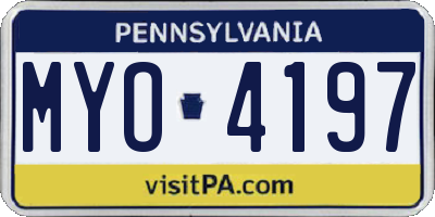 PA license plate MYO4197
