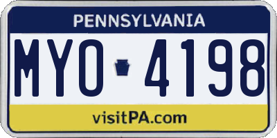 PA license plate MYO4198
