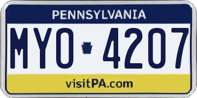 PA license plate MYO4207