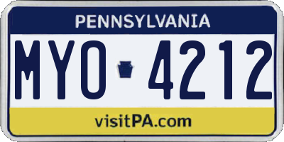 PA license plate MYO4212