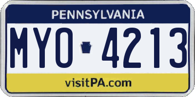 PA license plate MYO4213