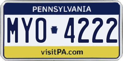 PA license plate MYO4222