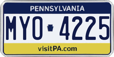 PA license plate MYO4225
