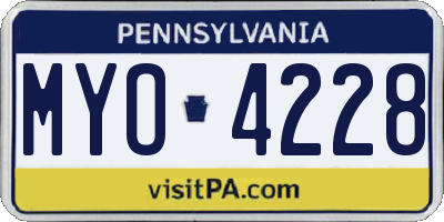 PA license plate MYO4228