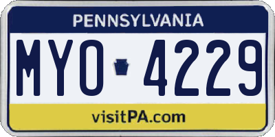 PA license plate MYO4229