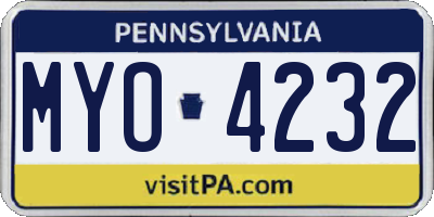 PA license plate MYO4232