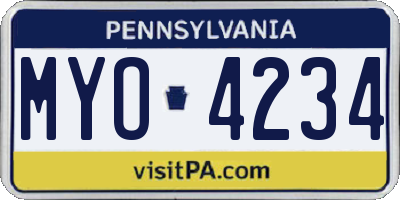 PA license plate MYO4234