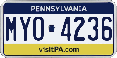 PA license plate MYO4236