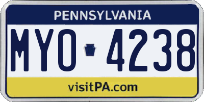 PA license plate MYO4238
