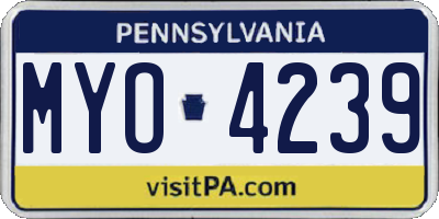 PA license plate MYO4239