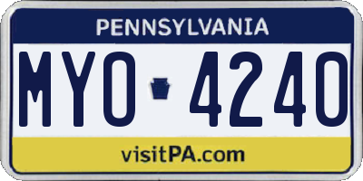 PA license plate MYO4240