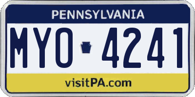 PA license plate MYO4241