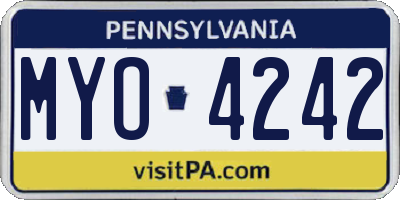 PA license plate MYO4242