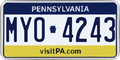 PA license plate MYO4243