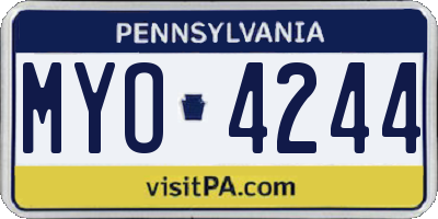 PA license plate MYO4244