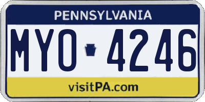 PA license plate MYO4246