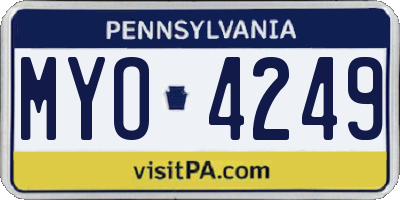 PA license plate MYO4249