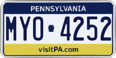 PA license plate MYO4252