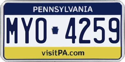 PA license plate MYO4259