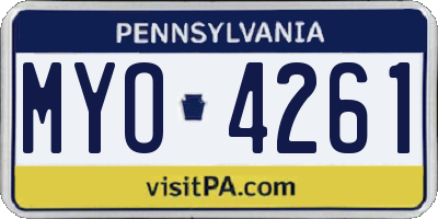 PA license plate MYO4261