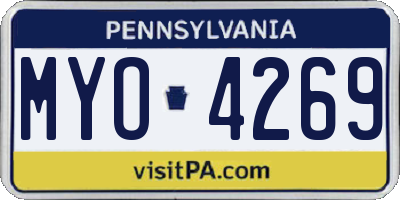PA license plate MYO4269