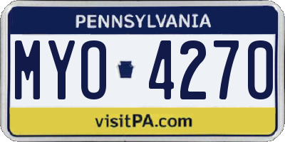 PA license plate MYO4270