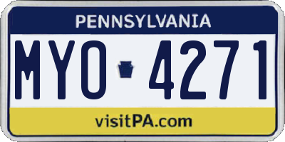 PA license plate MYO4271