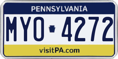 PA license plate MYO4272