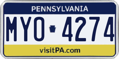 PA license plate MYO4274