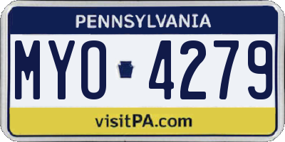 PA license plate MYO4279