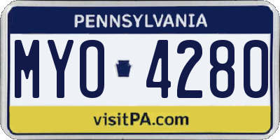 PA license plate MYO4280
