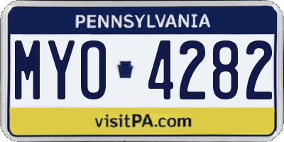 PA license plate MYO4282