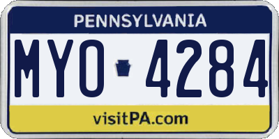 PA license plate MYO4284