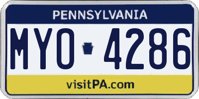 PA license plate MYO4286
