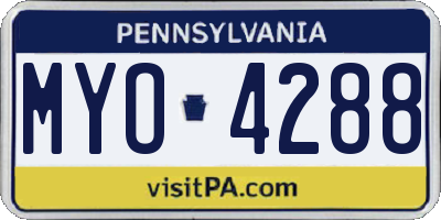 PA license plate MYO4288