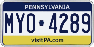 PA license plate MYO4289