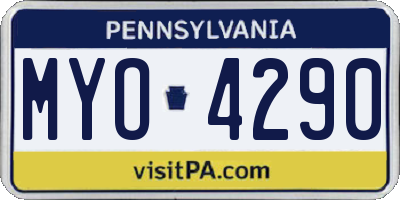 PA license plate MYO4290