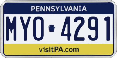 PA license plate MYO4291