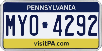 PA license plate MYO4292
