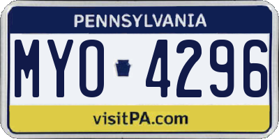 PA license plate MYO4296