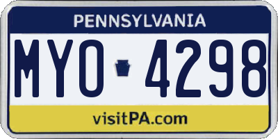 PA license plate MYO4298