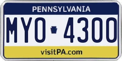 PA license plate MYO4300