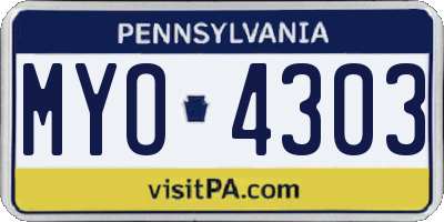 PA license plate MYO4303