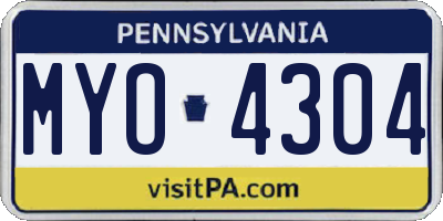 PA license plate MYO4304