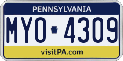 PA license plate MYO4309