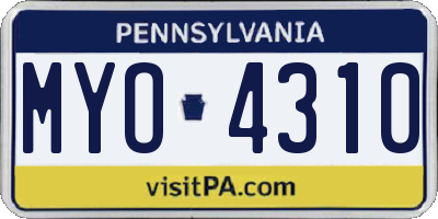 PA license plate MYO4310