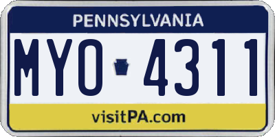 PA license plate MYO4311