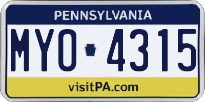 PA license plate MYO4315