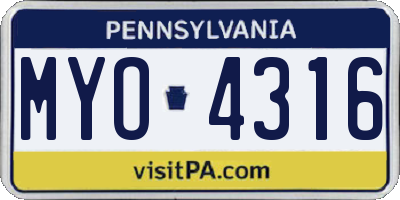 PA license plate MYO4316