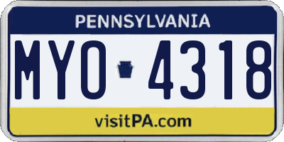 PA license plate MYO4318